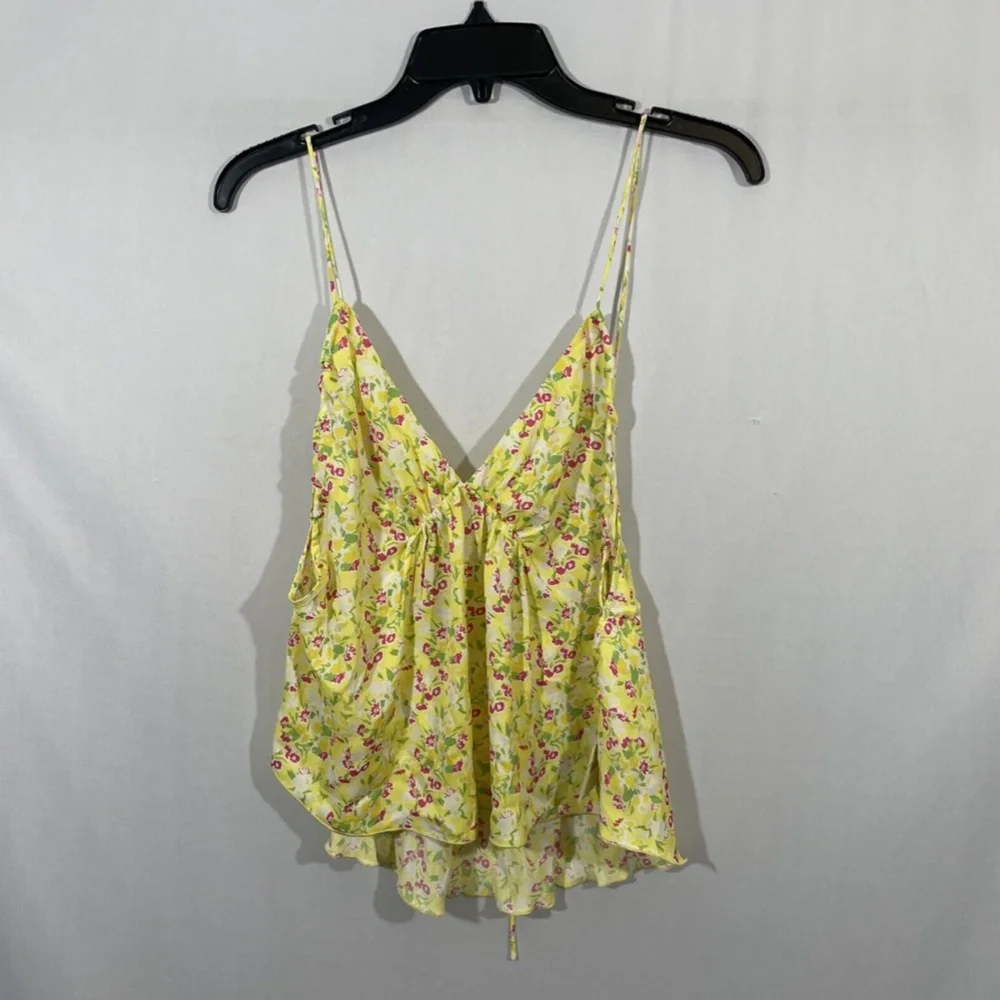 NWT $58 Free People [ Small ] Gardenia Printed Camisole in Lemon Floral‎